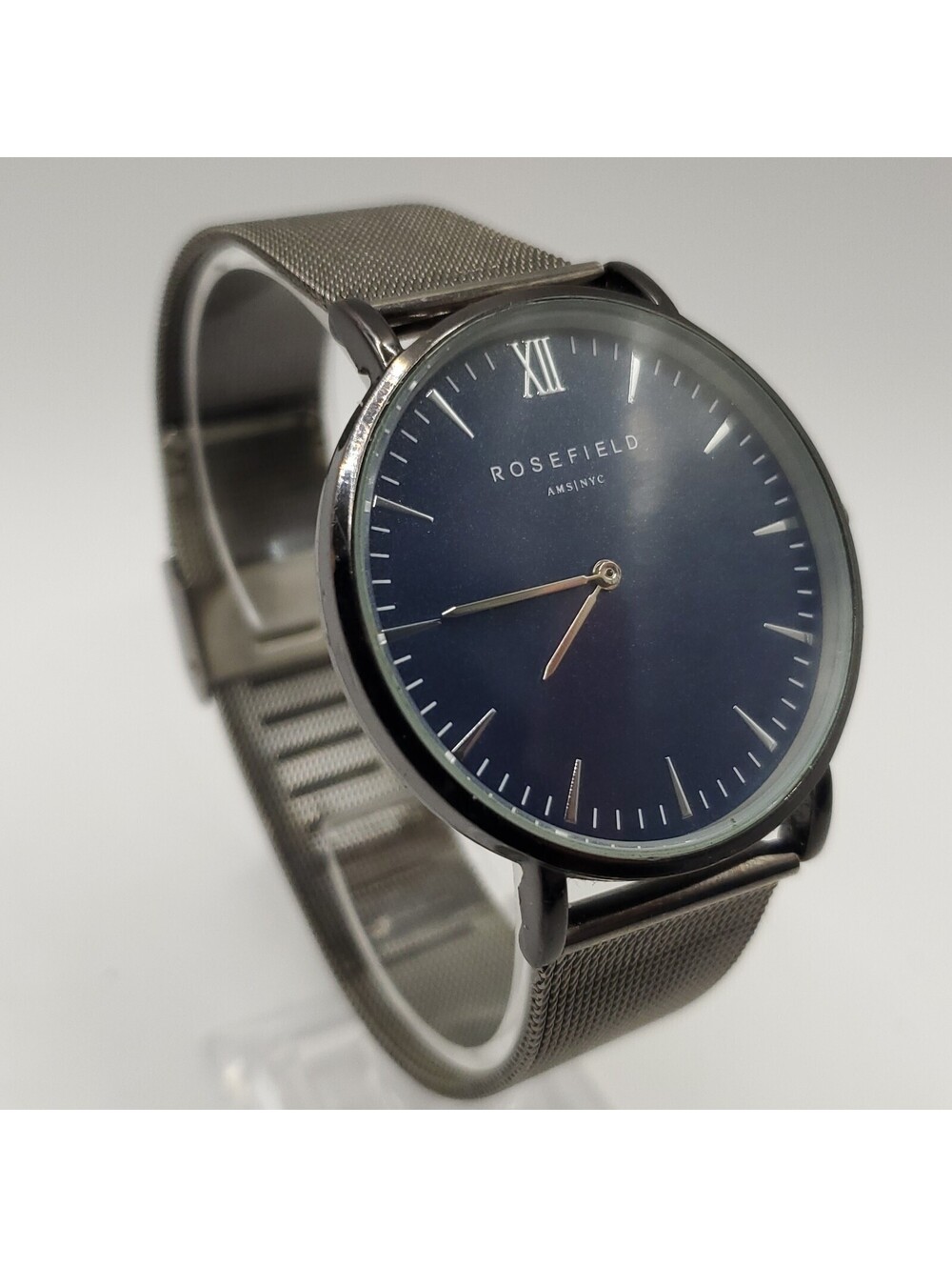 Rosefield AMS/NYC Blue Dial Quartz 40mm Mens Watch Adjustable Band New Battery